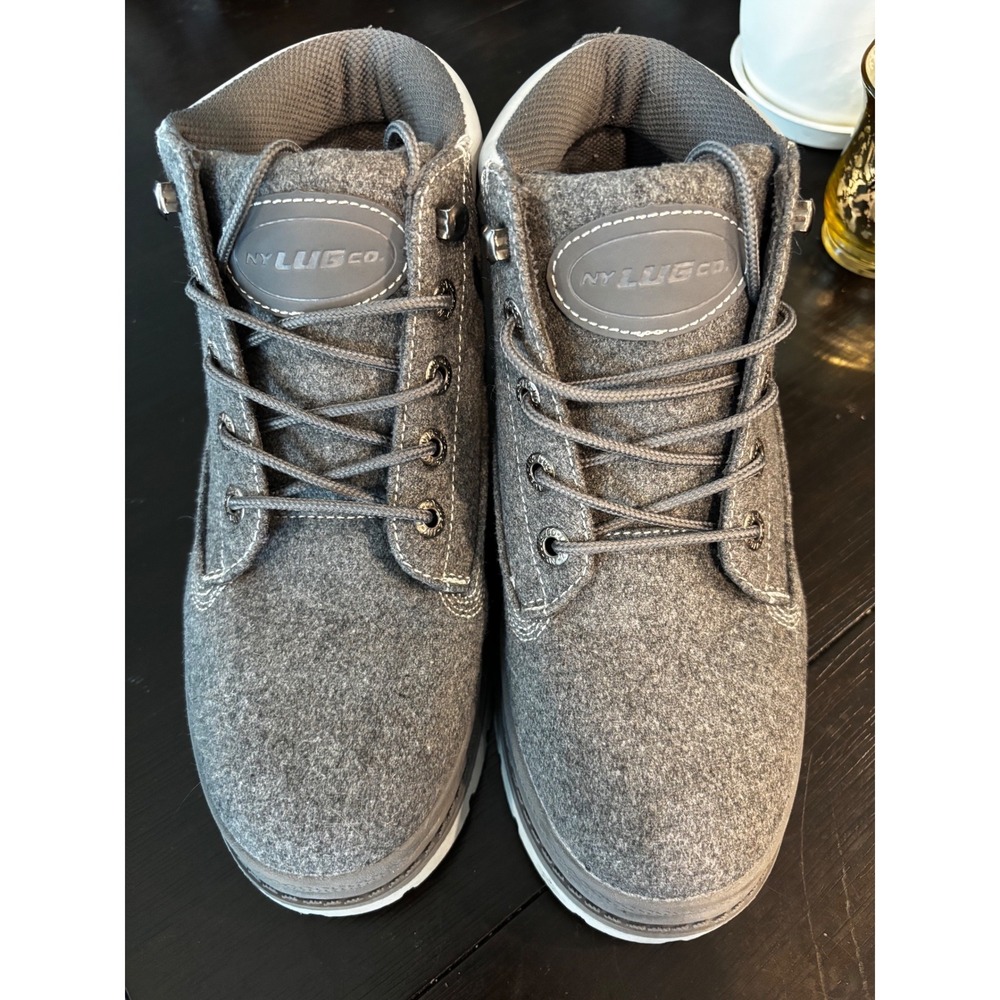 Lugz Drifter Zeo Grey‎ Textile Felt Lace Up Mid Top Boots Womens 7.5 WDRPT-025